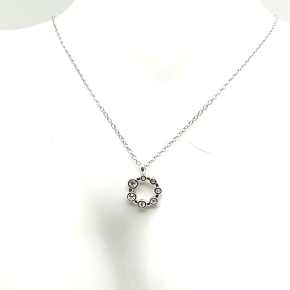 Dana Bachman Delicate Open Circle Crystal Necklace Silver-tone NWOT 18" - Picture 6 of 11
